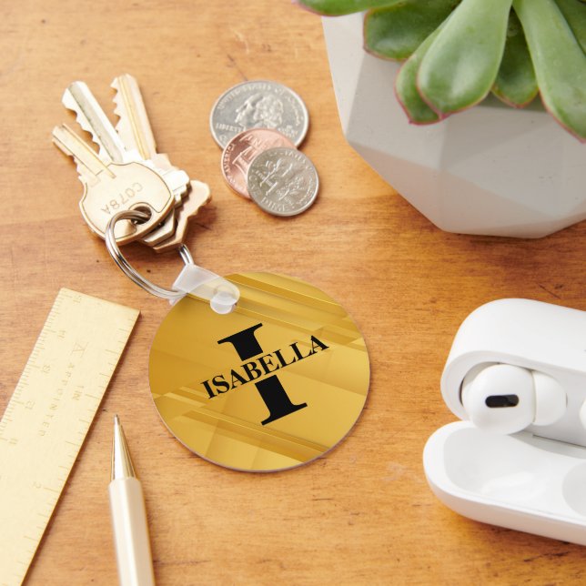 Golden Couple Initial Monogram Name Design Key Ring (Desk)