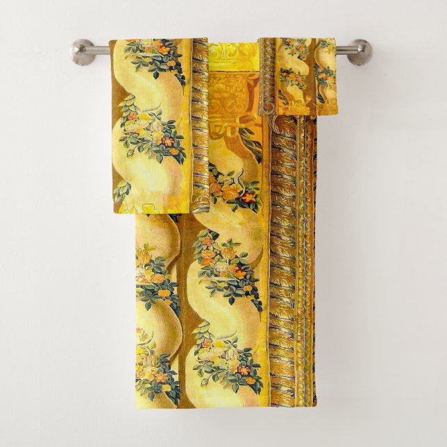 Golden Couronne de Fleurs Bath Towel Set (Insitu)