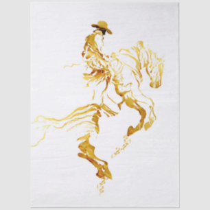 Golden Cowboy on Rearing Horse Tissue Paper
