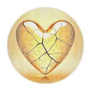 Golden Cracked Heart Art Cutting Board