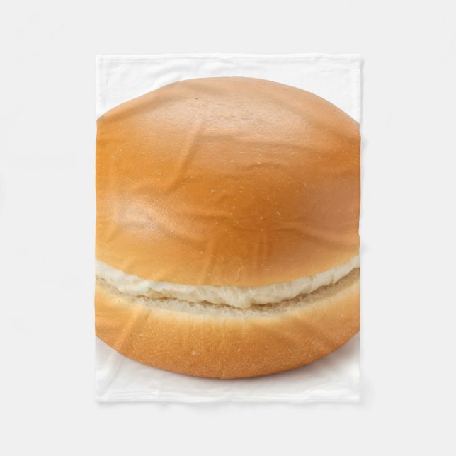 Golden Cream-Filled Bun Dessert Photo Fleece Blanket (Front)