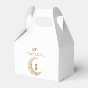 Golden Crescent Lantern Eid Mubarak Islamic Gift Favour Box