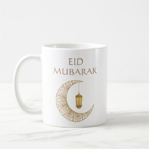 Golden Crescent Moon & Lantern Eid Mubarak Islamic Coffee Mug