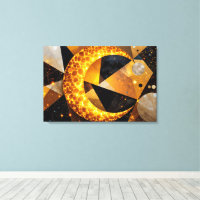 Golden Crescent Moon with Cosmic Geometric Stars