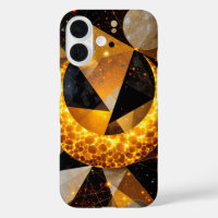 Golden Crescent Moon with Cosmic Geometric Stars