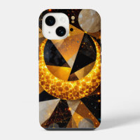 Golden Crescent Moon with Cosmic Geometric Stars