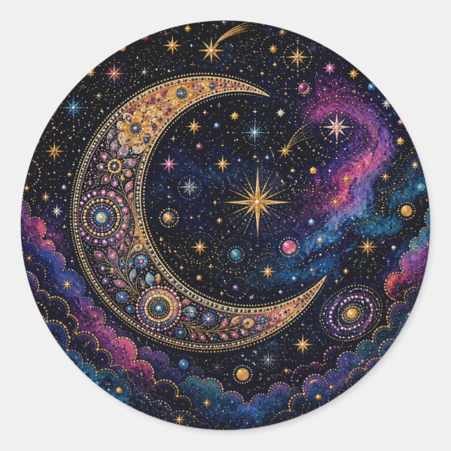 Golden Crescent & Starry Sky Sticker (Front)