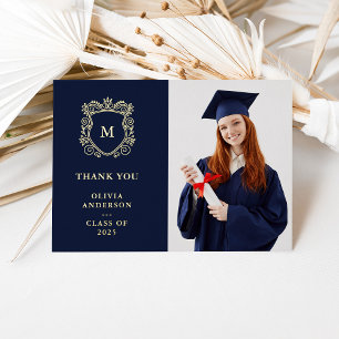 Golden Crest Elegant Graduation Thank You Gold