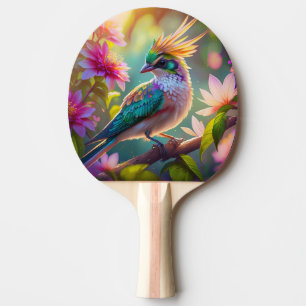 Golden Crested Green Headed Finch Fantasy Bird Ping Pong Paddle