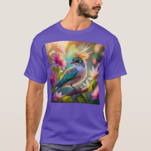 Golden Crested Green Headed Finch Fantasy Bird T-Shirt