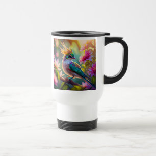 Golden Crested Green Headed Finch Fantasy Bird Travel Mug