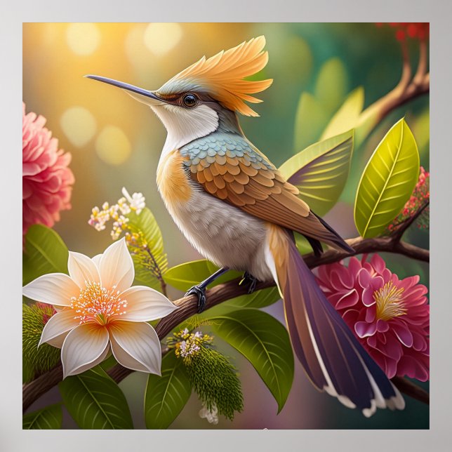 Golden Crested Honeyeater Fantasy Bird Poster (Front)