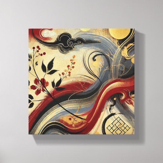 Golden Crimson Harmony Canvas Print (Front)