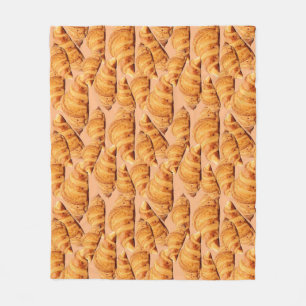 Golden croissant, bakery seamless pattern. fleece blanket