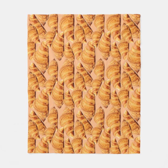 Golden croissant, bakery seamless pattern. fleece blanket (Front)