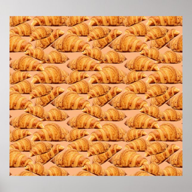 Golden croissant, bakery seamless pattern. poster (Front)