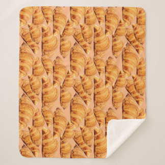 Golden croissant, bakery seamless pattern. sherpa blanket