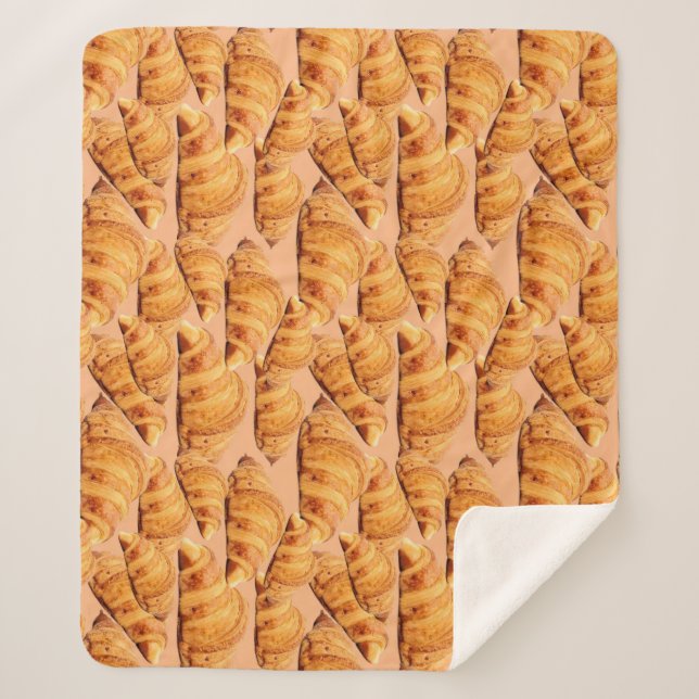 Golden croissant, bakery seamless pattern. sherpa blanket (Front)