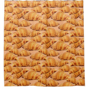Golden croissant, bakery seamless pattern. shower curtain