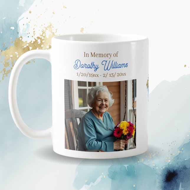 Golden Cross and Flowers Memorial Keepsake Coffee Mug (Creator Uploaded)