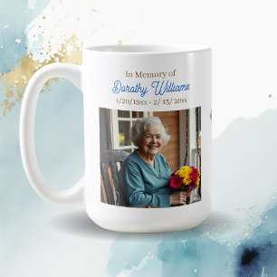 Golden Cross and Flowers Memorial Keepsake Coffee Mug