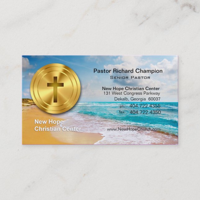 Golden Cross Beach Christian Minister/Pastor Business Card (Front)