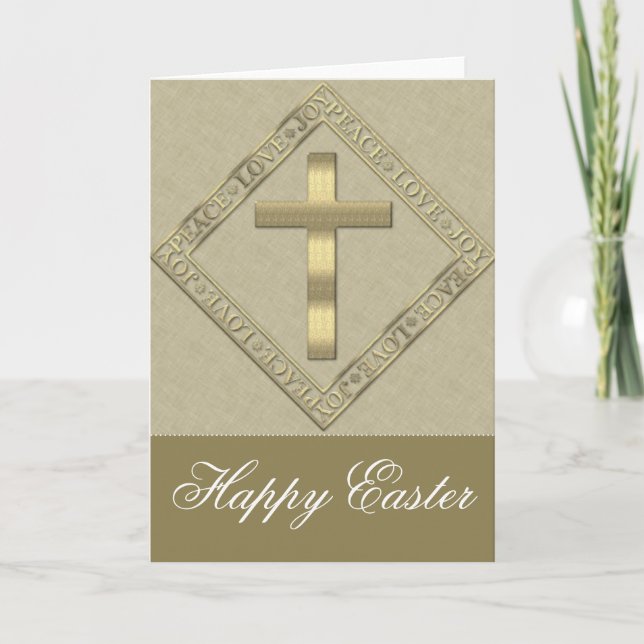 Golden Cross Christian Easter Greeting Card (Front)