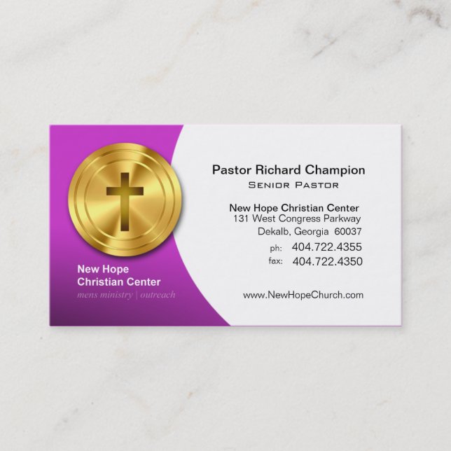 Golden Cross Christian Symbol Minister/Pastor Business Card (Front)