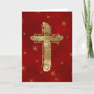 Golden Cross Christmas Greeting Card