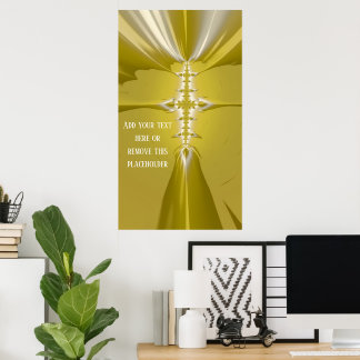 Golden Cross Fractal Abstract with Custom Quote Po Poster