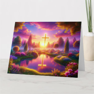 Golden Cross in a Heavenly Paradise Card