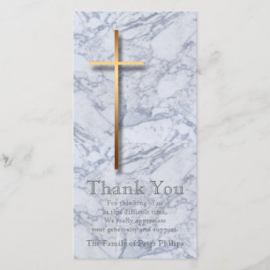 Golden Cross Marble 1 Sympathy Thank You Card