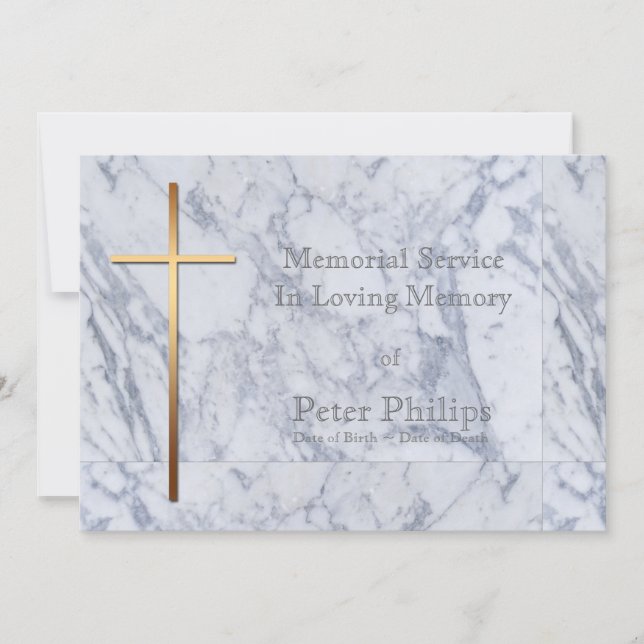 Golden Cross Marble 2 Funeral Announcement (Front)