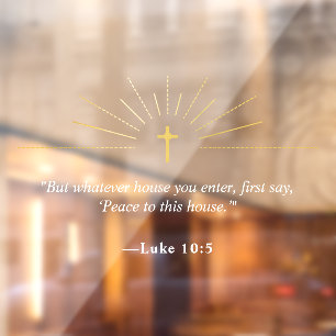 Golden Cross Rays Custom Bible Quote Home Window Cling