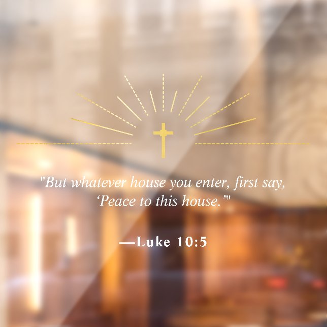 Golden Cross Rays Custom Bible Quote Home Window Cling (Sheet 2)