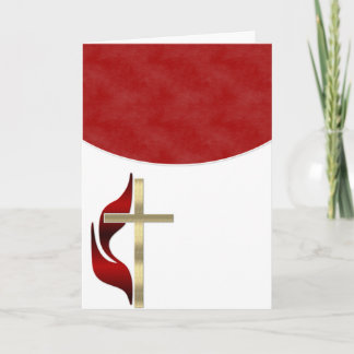 Golden Cross w Red Blank Christian Greeting Card