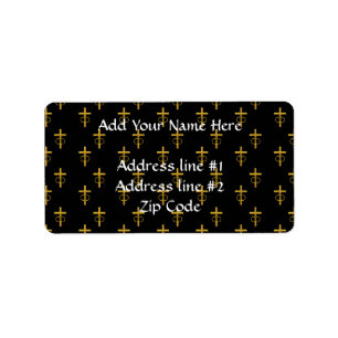GOLDEN CROSS W/WEDDING RINGS LABEL