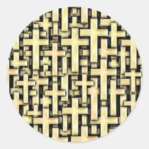 Golden Crosses Classic Round Sticker