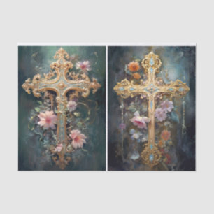 Golden Crosses Tissue Paper