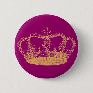 Golden Crown 6 Cm Round Badge