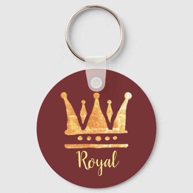 Golden Crown  Button Key Ring (Front)