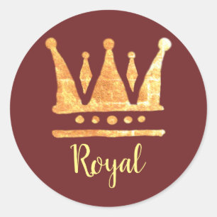 Golden Crown Classic Round Sticker, Glossy Classic Round Sticker