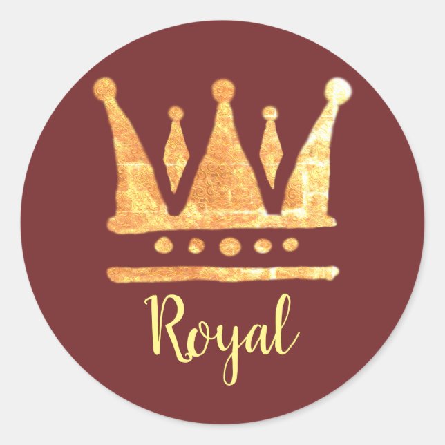 Golden Crown Classic Round Sticker, Glossy Classic Round Sticker (Front)