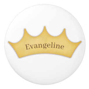 Golden Crown Fairytale Kids & Nursery Personalised Ceramic Knob
