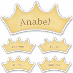 Golden Crown Fairytale Themed Personalised Labels
