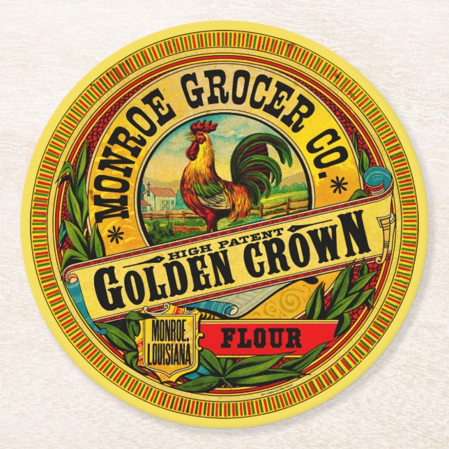 Golden Crown High Patent Flour Round Paper Coaster (Front)