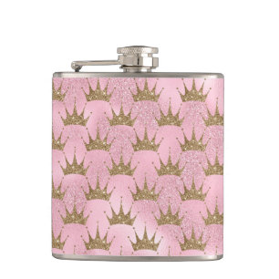 Golden Crown Hip Flask