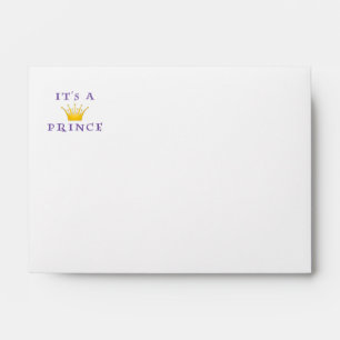 Golden Crown "It's a Prince" with Wizard font Envelopes