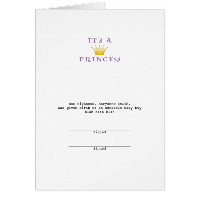 Golden Crown "It's a Princess" with Wizard font (Front)