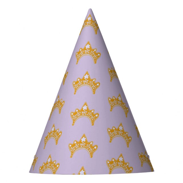 Golden Crown Lilac Girl Princess Birthday Hat (Front)